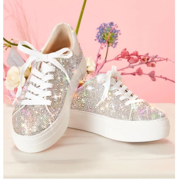 Betsey Johnson Shoes - Betsey Johnson rhinestone sneakers sz 9.5